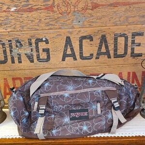 Jansport Floral Travel Bag in Brown and Blue